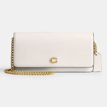 COACH Refined Calf Leather Essential Long Wallet on Chain