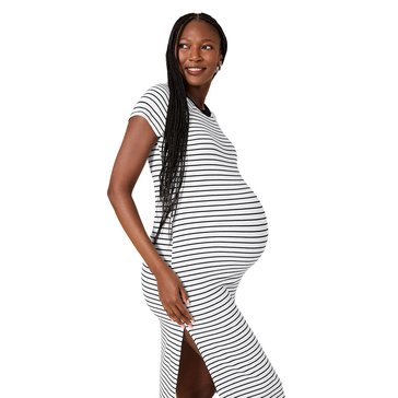 Motherhood Maternity Short Sleeve Micro Ribbed Raglan Midi Dress