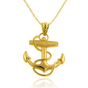 10K Anchor Pendant Necklace